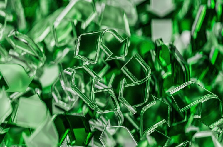 3D render of recycling symbols in 8k resolution